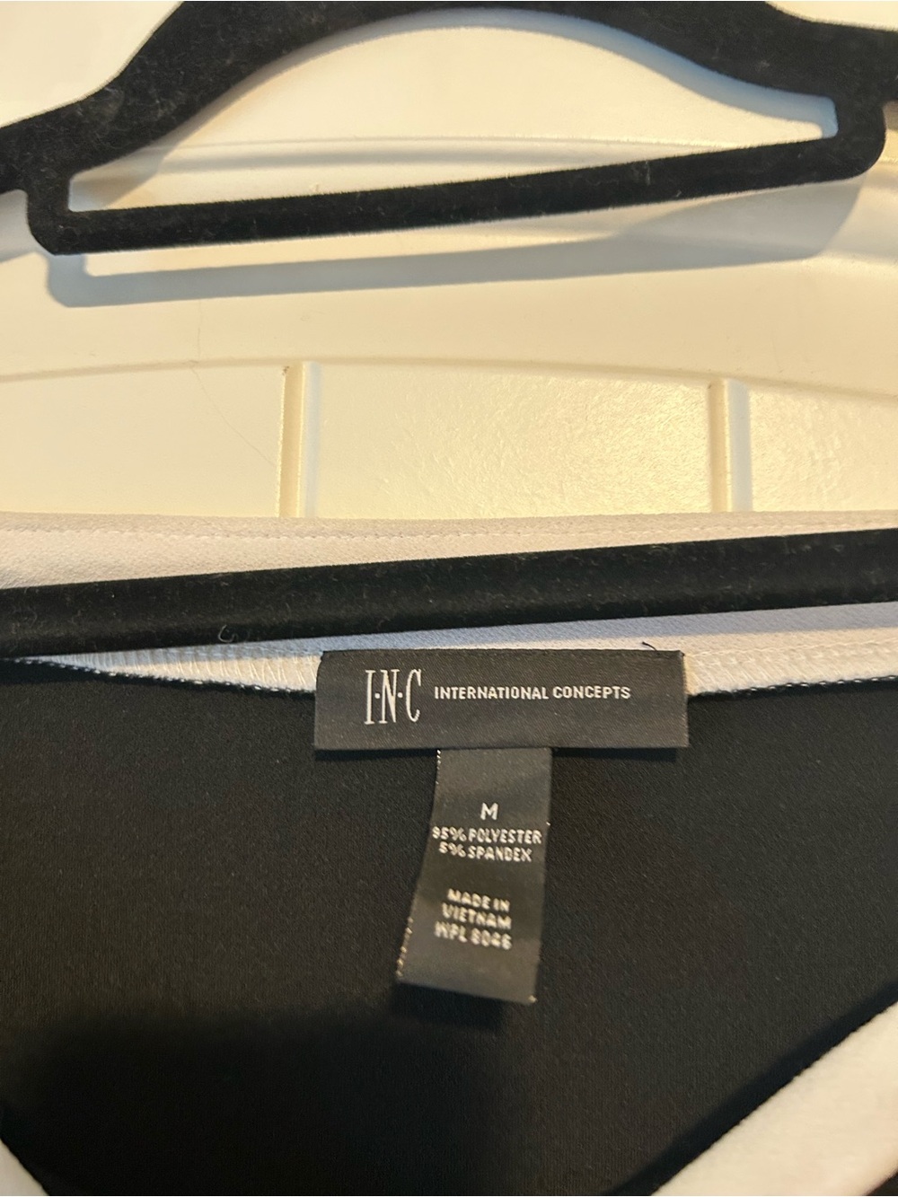 INC Black Off-Shoulder Blouse with Cream Trim - Picture 6 of 8